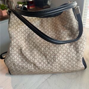 Coach Beige and Black Shoulder Bag